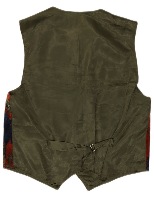 Vintage Damen Samtweste UK 14 Medium Burgundy Floral