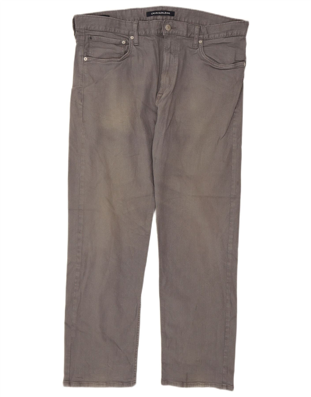 CALVIN KLEIN Herren Straight Jeans W36 L30 Graue Baumwolle