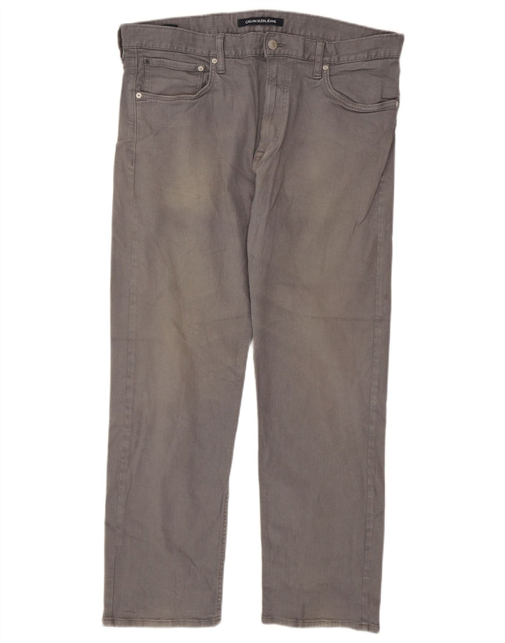 CALVIN KLEIN Herren Straight Jeans W36 L30 Graue Baumwolle
