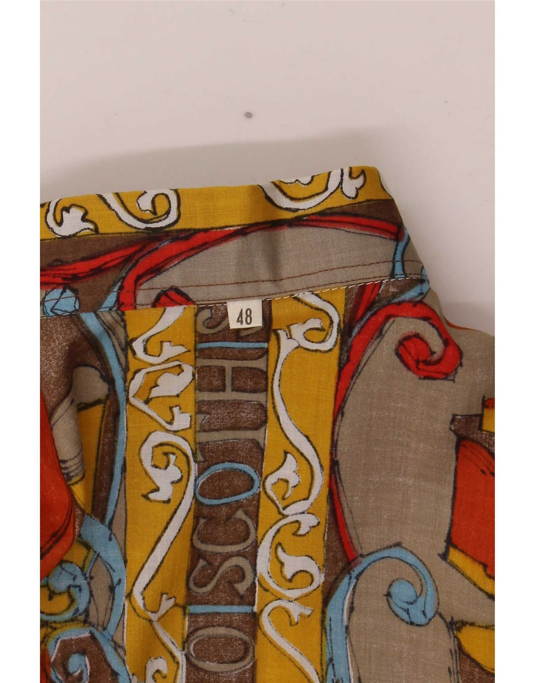 Vintage Damen Hemdbluse mit abstraktem Muster IT 48 XL Mehrfarbig