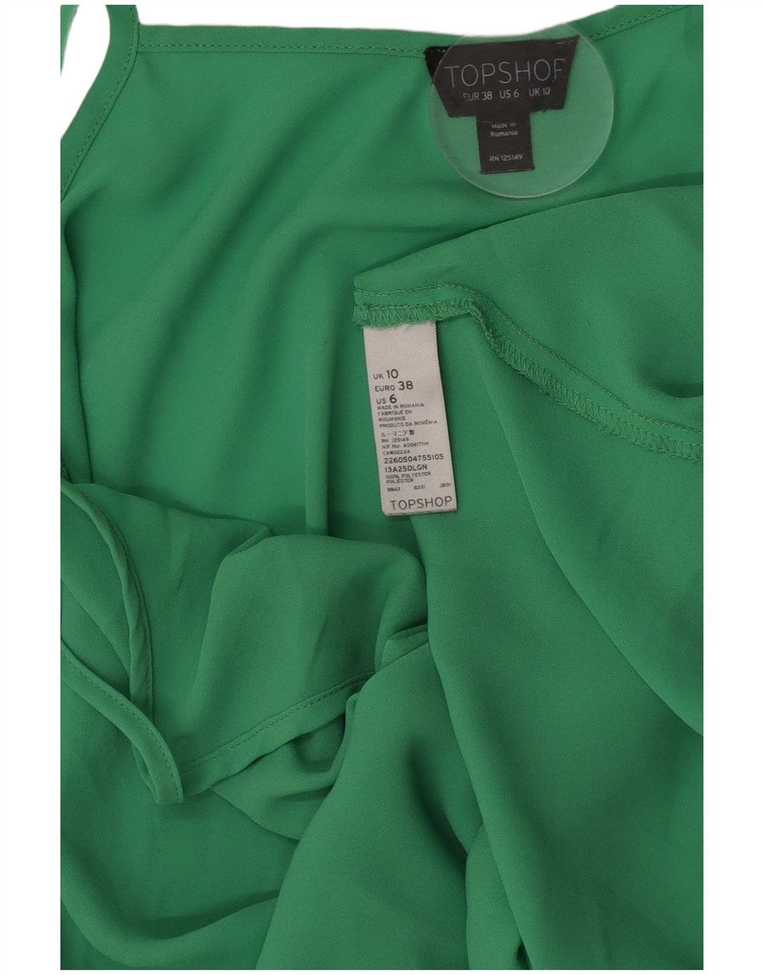 Topshop Damen Cami Top UK 10 Small Grün Polyester