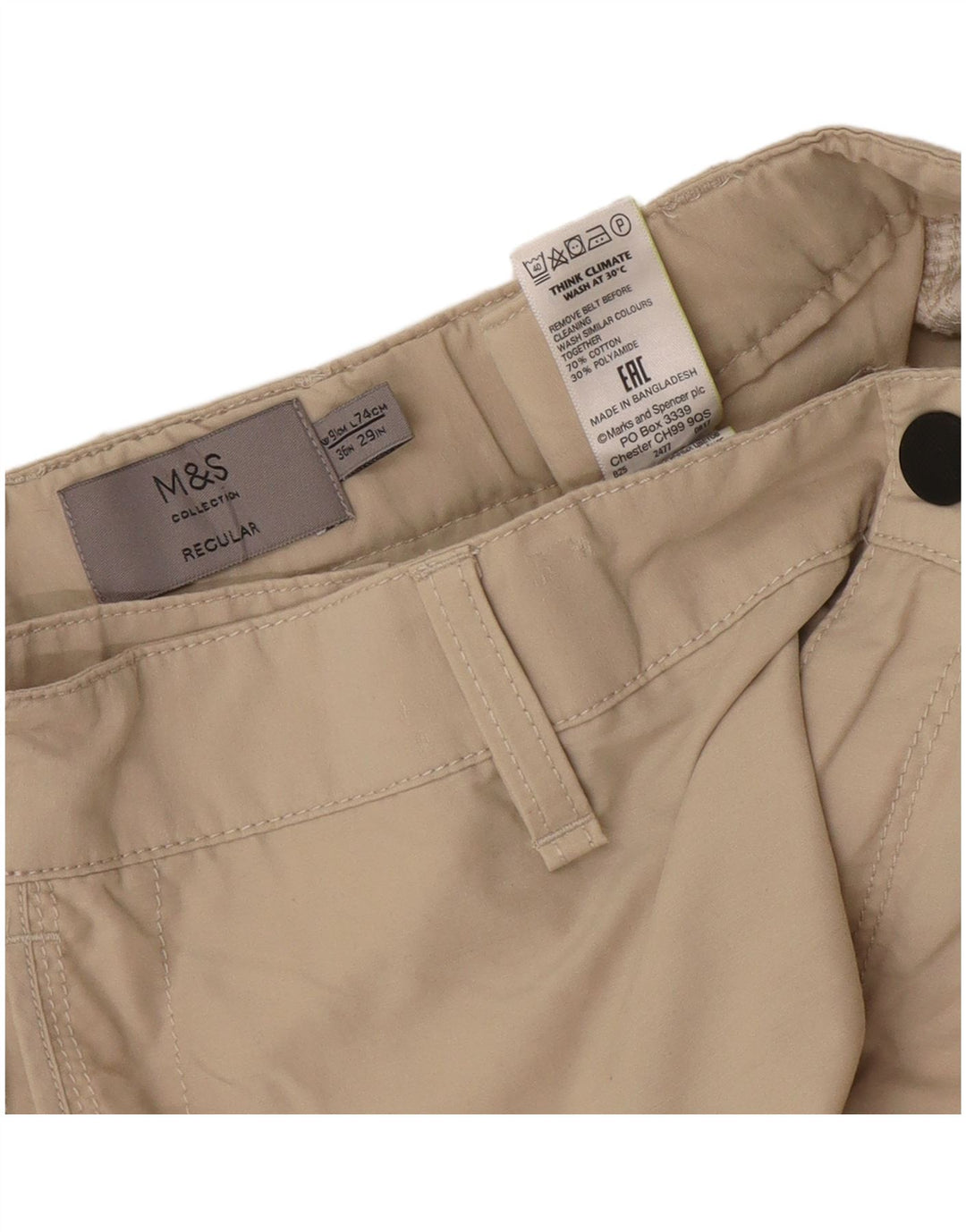 Gerade Herren-Cargohose von Marks & Spencer, W36, L29, Beige, Baumwolle
