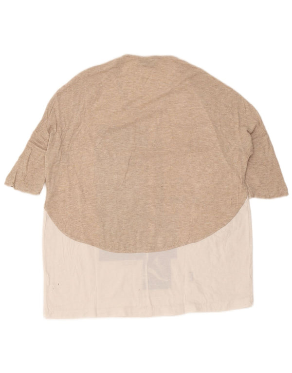 Zara Damen Grafik-T-Shirt-Oberteil UK 14 Mittelweiß Farbblock