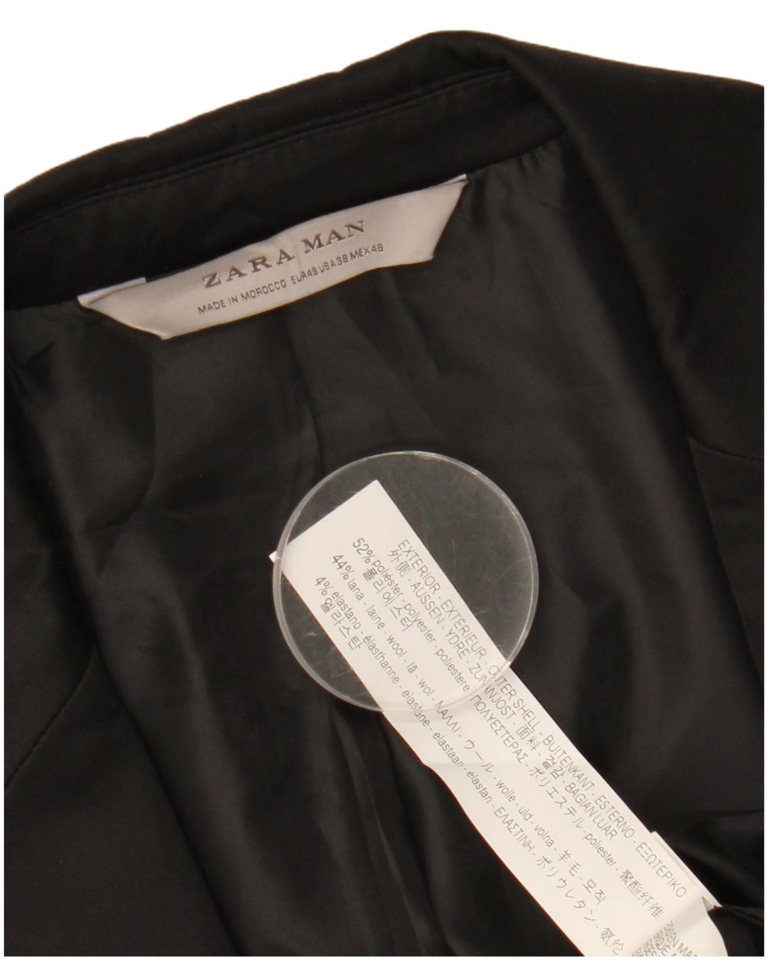 Zara Herren-Blazerjacke mit 1 Knopf, EU 48, mittelschwarzes Polyester