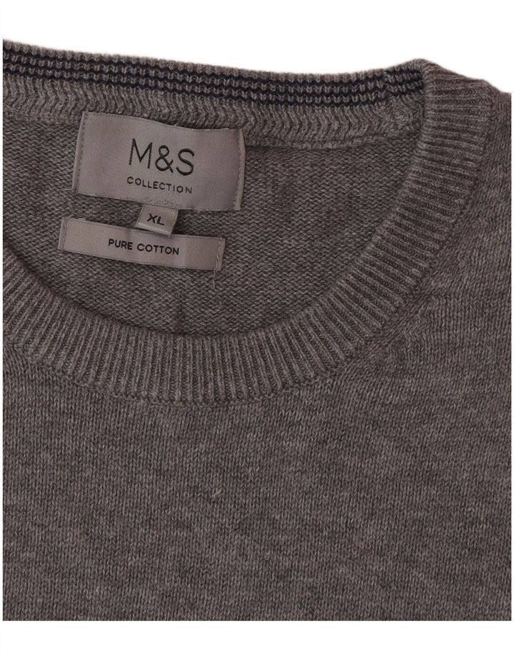 Marks & Spencer Herren-Pullover mit Rundhalsausschnitt, XL, Grau