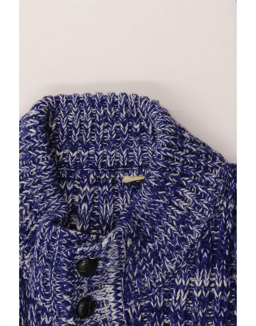 VINTAGE Mens Button Neck Jumper Sweater Medium Blue Flecked Vintage Vintage and Second-Hand Vintage from Messina Hembry 