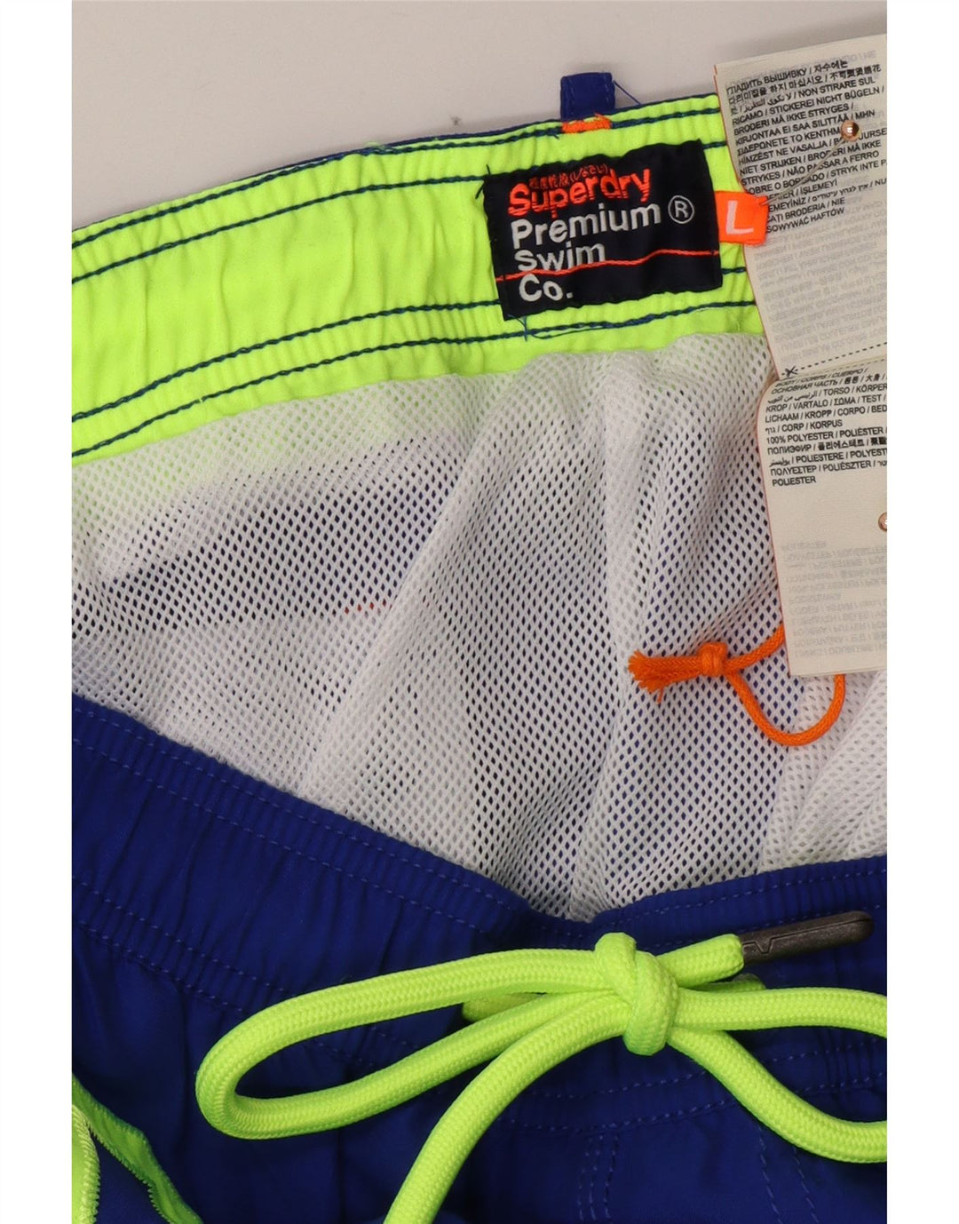 SUPERDRY Herren Badeshorts mit Grafik, Größe L, Blau, Polyester