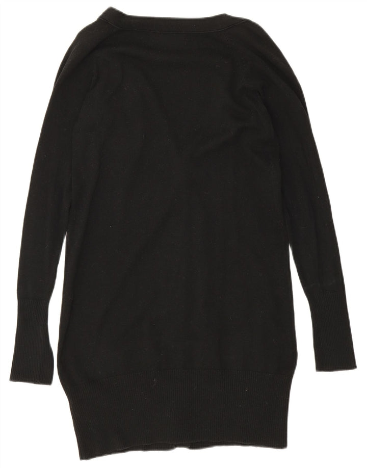 Zara Damen Longline-Cardigan-Pullover UK 12 Mittelschwarze Baumwolle