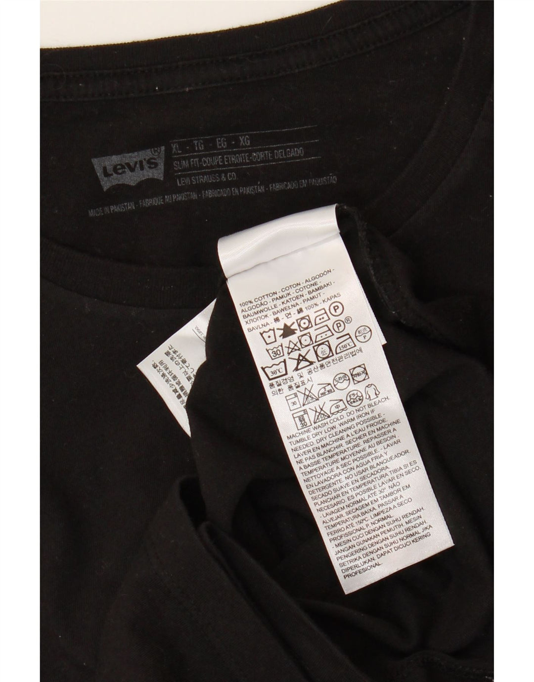 LEVI'S Herren Slim Fit T-Shirt Top XL Schwarz Baumwolle