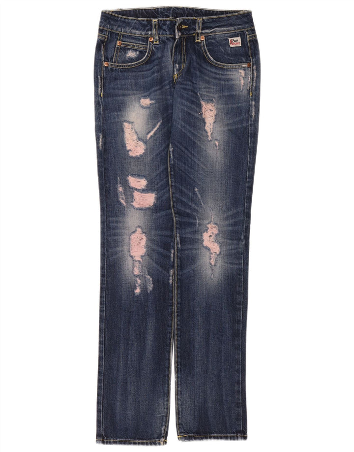 Roy Rogers Damen Distressed Straight Jeans W26 L32 Blaue Baumwolle