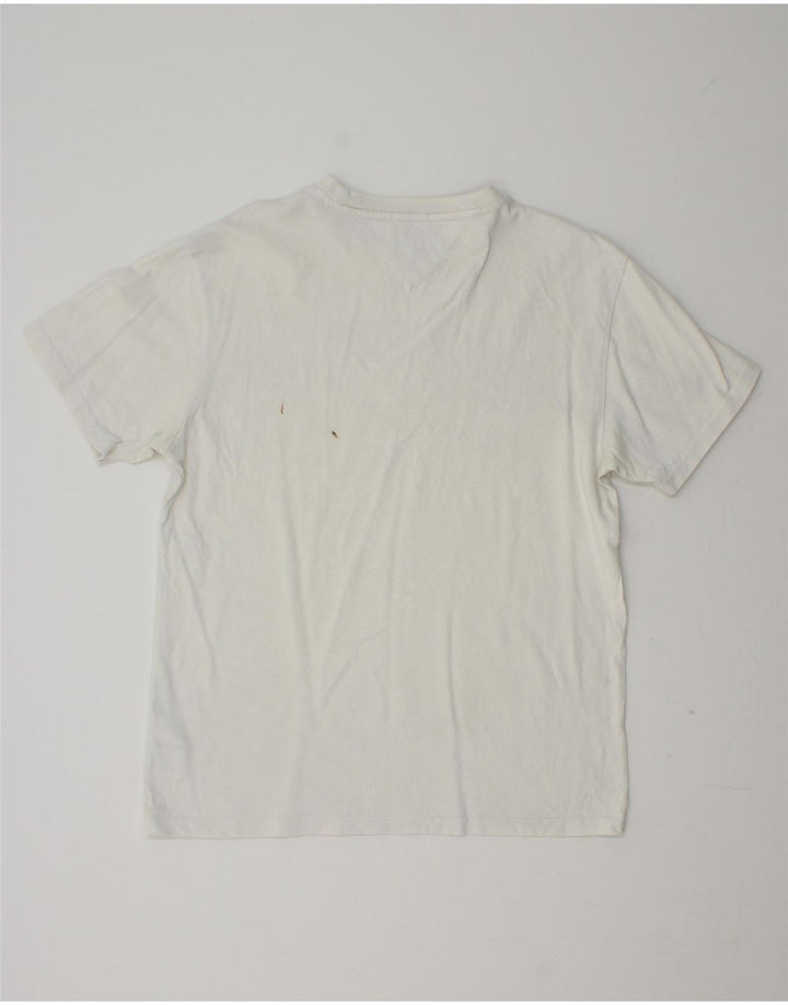 TOMMY HILFIGER Mens Regular Fit Graphic T-Shirt Top Medium White Cotton Vintage Tommy Hilfiger and Second-Hand Tommy Hilfiger from Messina Hembry 