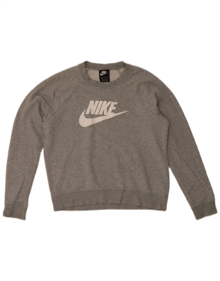 Nike Damen Graphic Sweatshirt Pullover UK 14 Mittelgraue Baumwolle