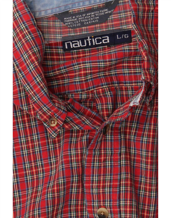 Nautica Herren-Flanellhemd, groß, rot kariert, Baumwolle