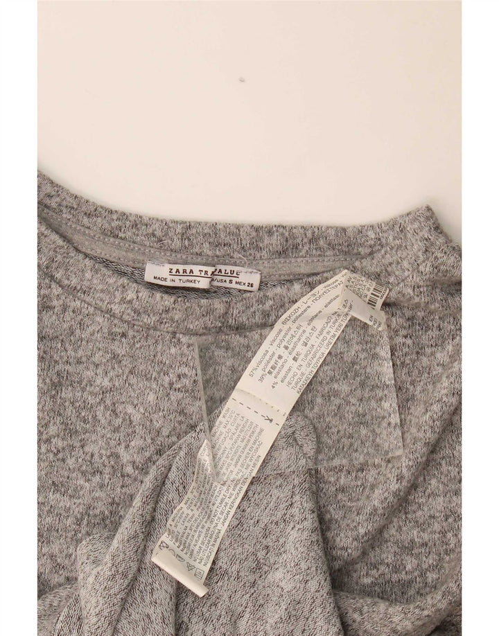 Zara Damen Trafaluc Übergroßes Top Langarm UK 10 Small Grau meliert