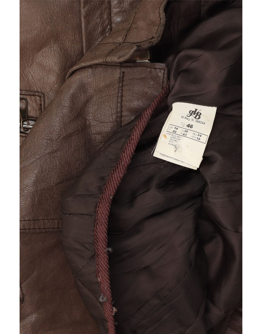 GVB Damen Lederjacke UK 14 Mittelbraunes Leder