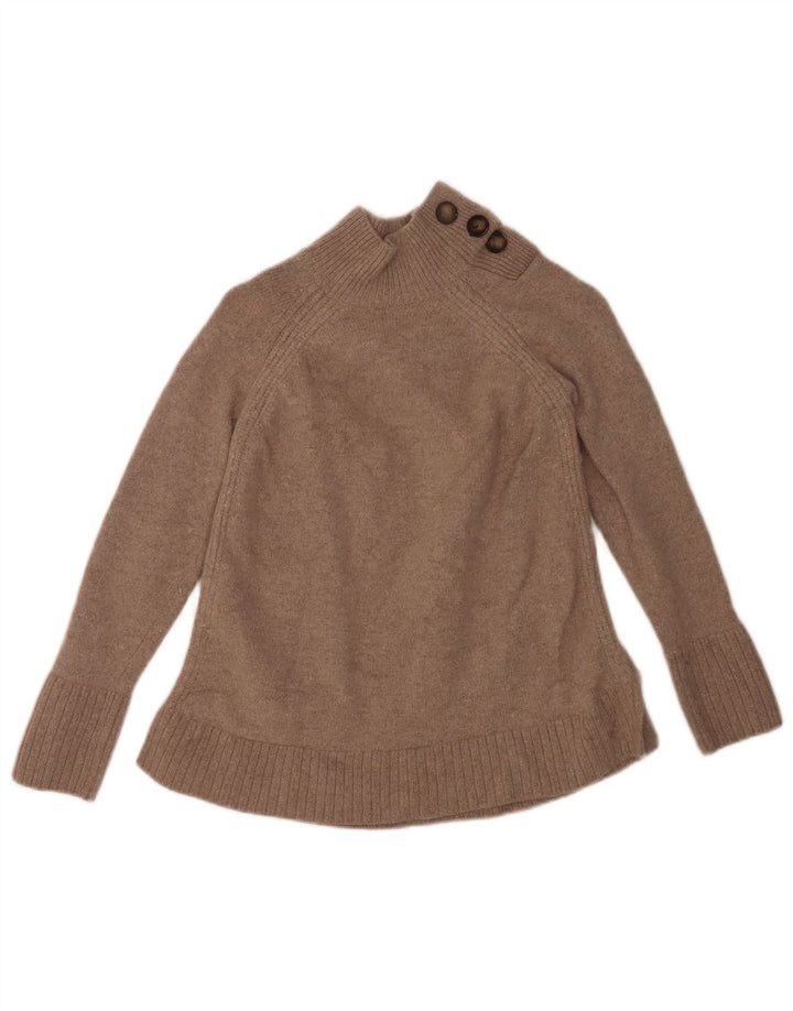 Crew Clothing Damen-Pullover mit Knopfkragen, Gr. 10, Größe S, Beige, Lammwolle