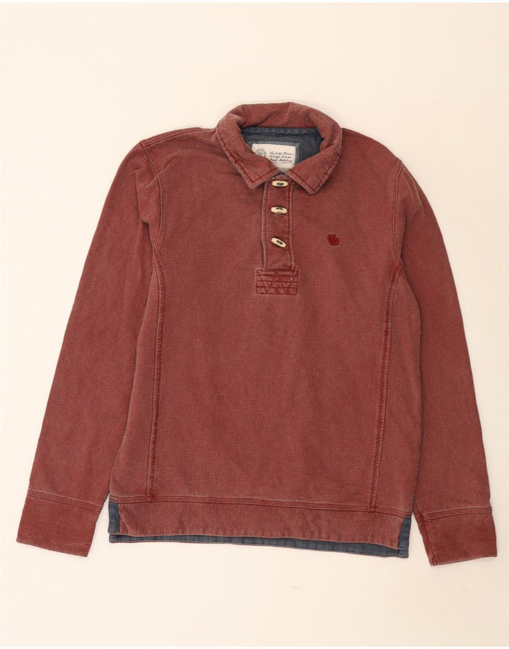 Fat Face Herren-Sweatshirt mit Rollkragen, Größe S, Baumwolle, Rot
