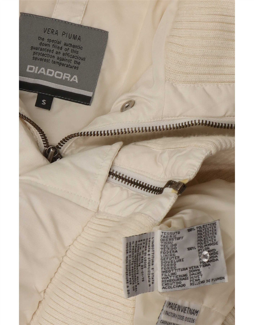 Diadora Damen-Bomberjacke mit Kapuze, wattiert, Gr. 10, Größe S, Weiß, Polyester