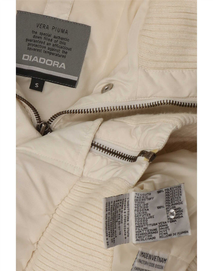 Diadora Damen-Bomberjacke mit Kapuze, wattiert, Gr. 10, Größe S, Weiß, Polyester