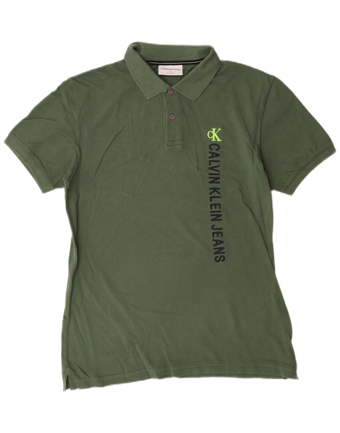 CALVIN KLEIN JEANS Herren-Poloshirt mit normaler Passform, mittlerer Khaki-Baumwolle und Grafik