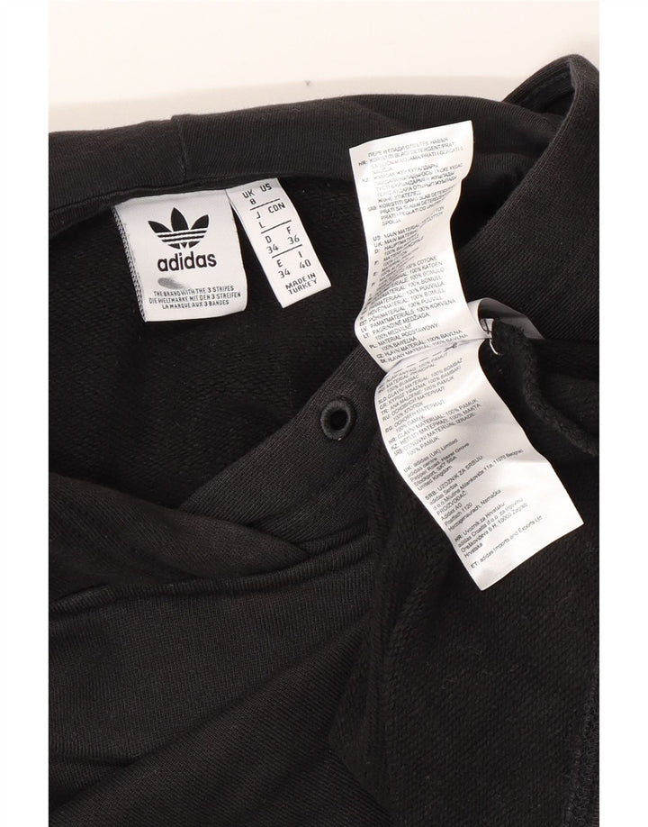 ADIDAS Damen Übergroßer Crop Hoodie Pullover UK 8 Small Schwarze Baumwolle