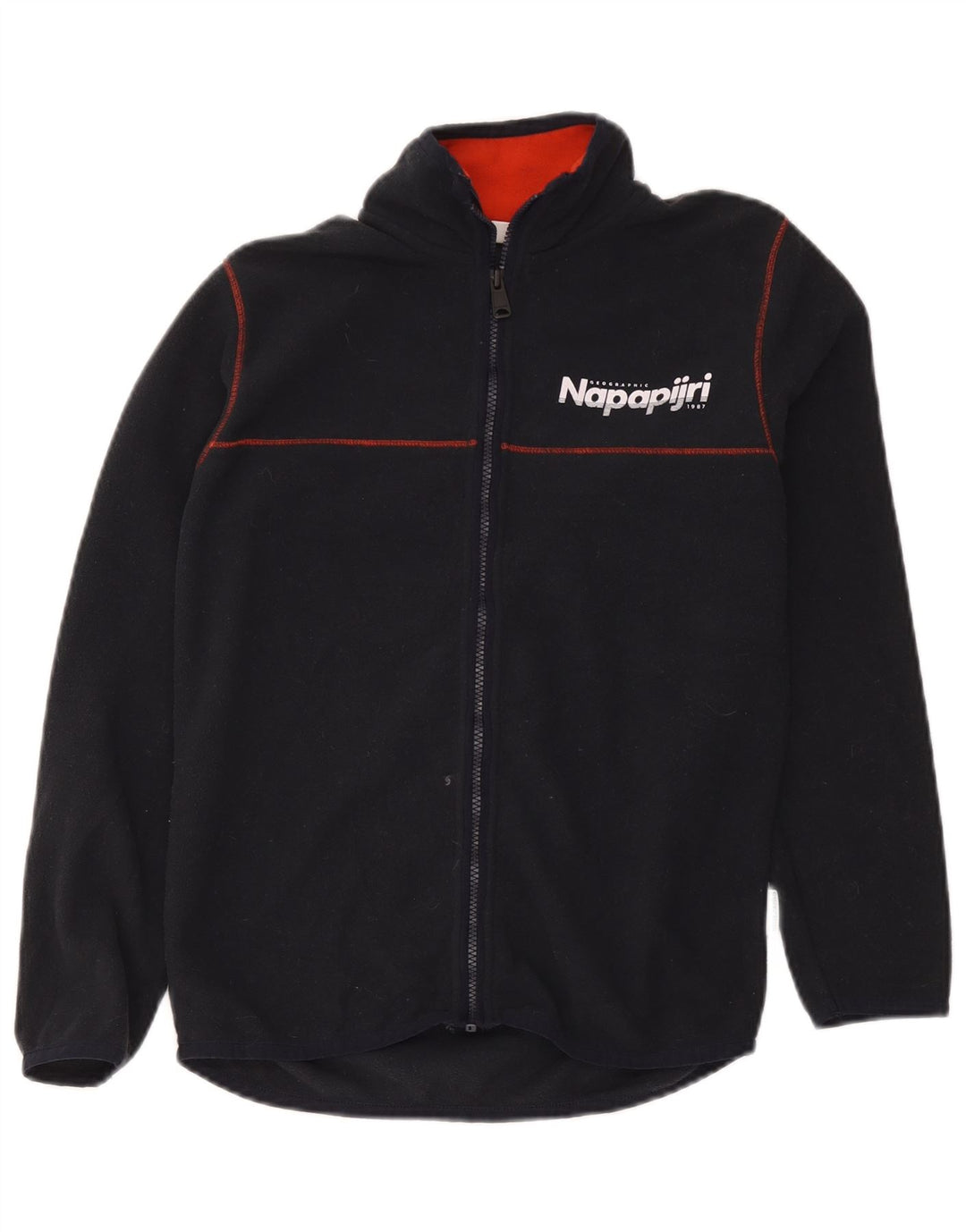 Napapijri Jungen-Fleecejacke mit Grafik, 13–14 Jahre, schwarzes Polyester