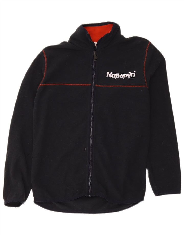 Napapijri Jungen-Fleecejacke mit Grafik, 13–14 Jahre, schwarzes Polyester