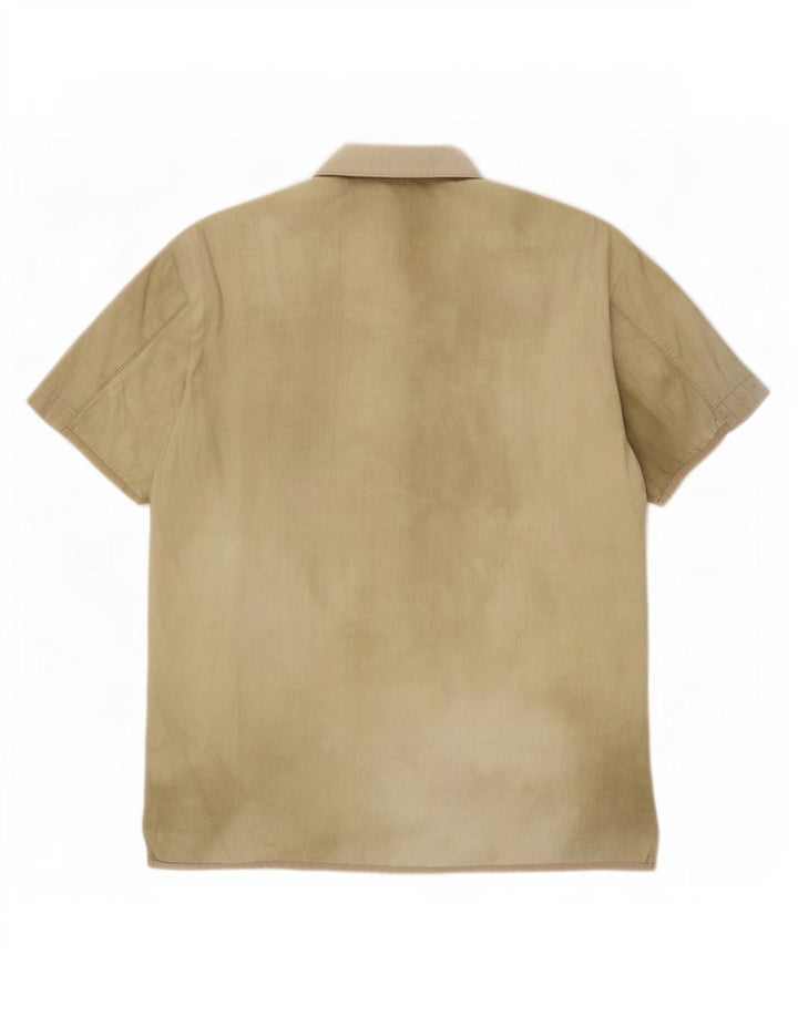 Hugo Boss Herren Kurzarmhemd Mittelbeige Batikfärbung