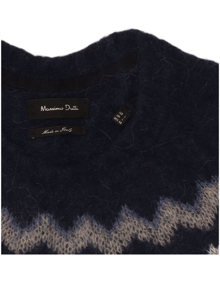 Massimo Dutti Damen-Pullover mit Rundhalsausschnitt, Gr. 40, Marineblau