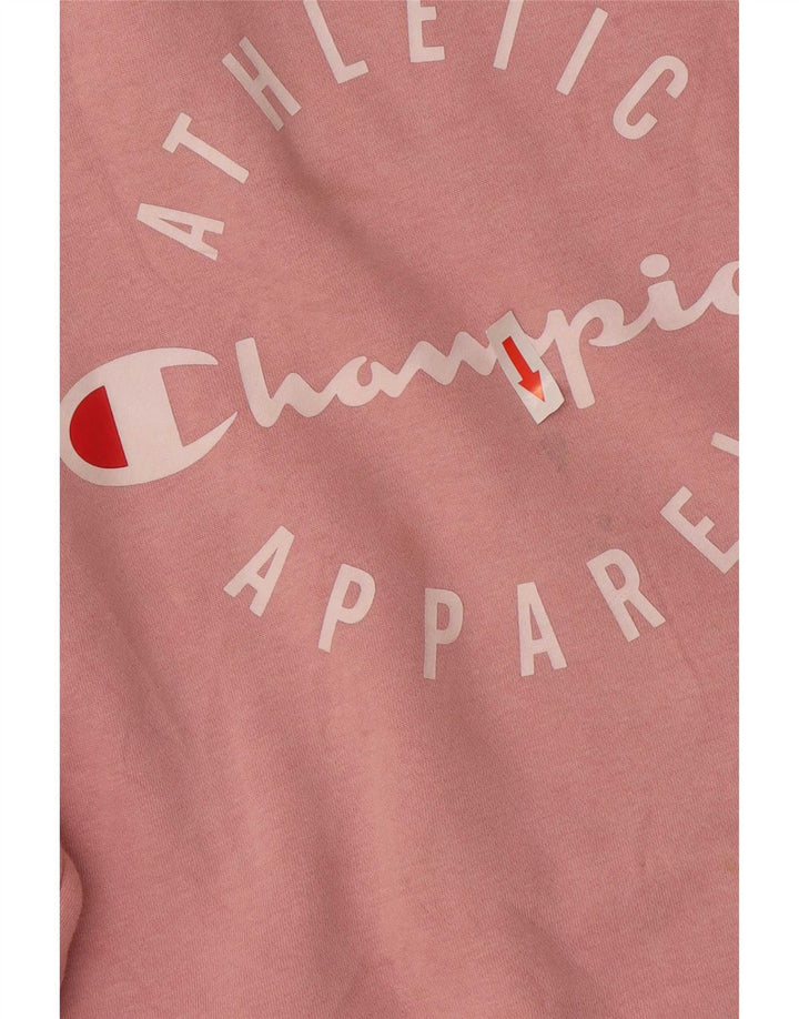 Champion Womens Graphic Sweatshirt Pullover UK 14 Mittelrosa Baumwolle