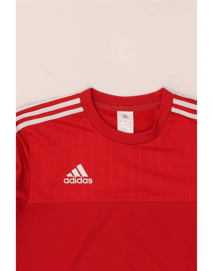 ADIDAS Mens Sweatshirt Jumper Medium Red Striped Polyester Vintage Adidas and Second-Hand Adidas from Messina Hembry 
