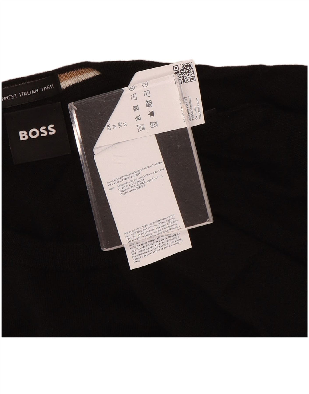 Hugo Boss Herren-Pullover mit Rundhalsausschnitt, mittelschwarze Wolle