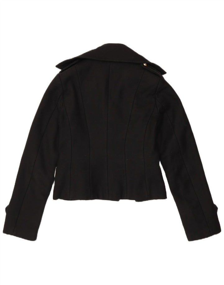 ELISABETTA FRANCHI Damen Celyn B Pea Coat IT 46 Große schwarze Schurwolle