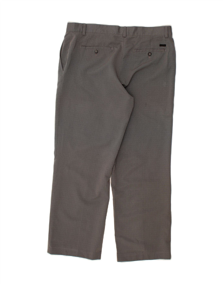 IZOD Mens Straight Chino Trousers W36 L30 Grey Check Polyester Vintage Izod and Second-Hand Izod from Messina Hembry 