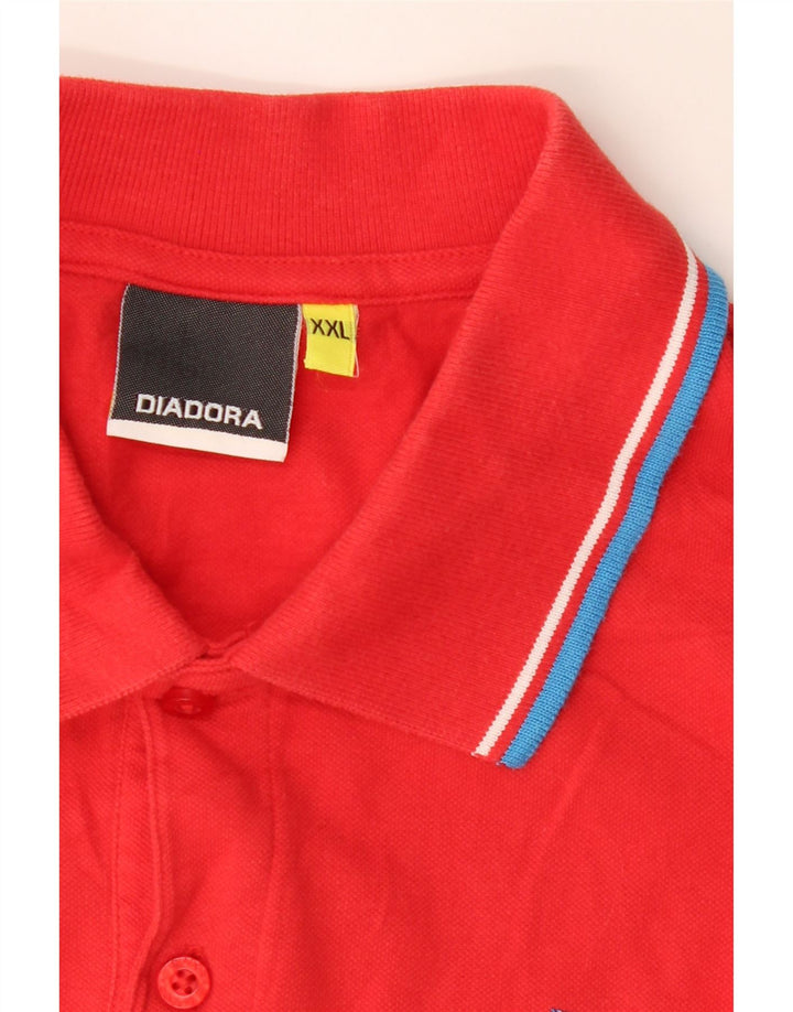 DIADORA Mens Long Sleeve Polo Shirt 2XL Red Vintage Diadora and Second-Hand Diadora from Messina Hembry 