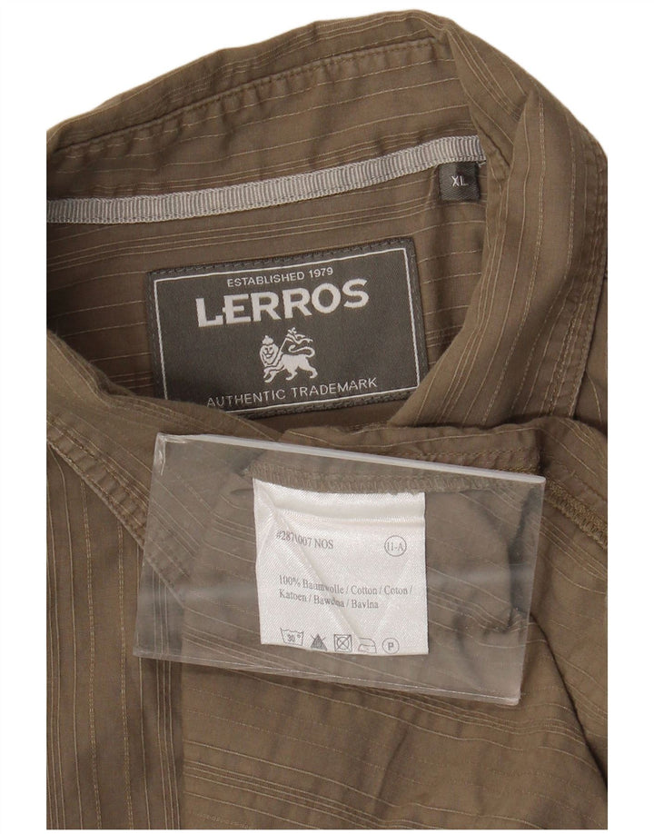 Lerros Herrenhemd XL Khaki gestreift aus Baumwolle