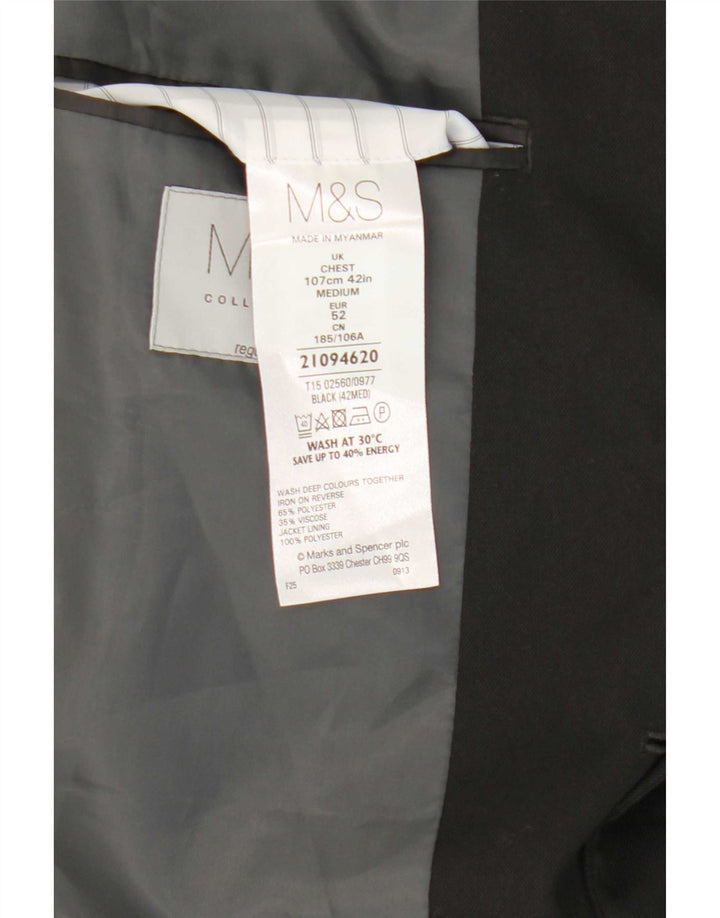 Marks & Spencer Herren-Blazer mit 2 Knöpfen, Gr. 42, Größe L, Schwarz, Polyester