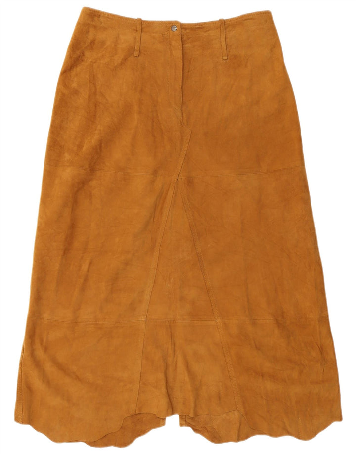 Conbipel Damen-Rock in A-Linie mit hoher Taille, Größe 48, XL, W32, braunes Leder