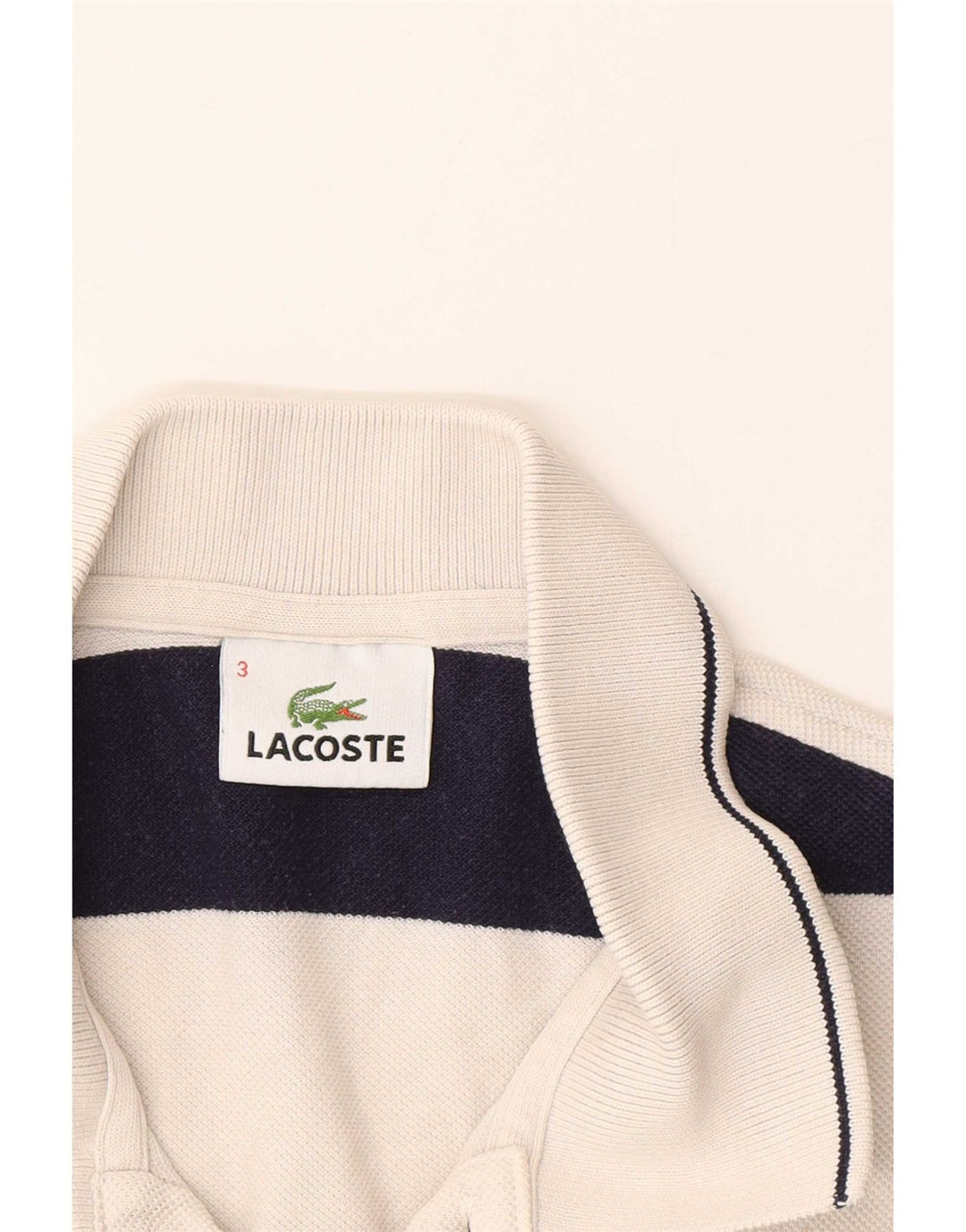 Lacoste Herren-Poloshirt, Größe 3, klein, weiß gestreift