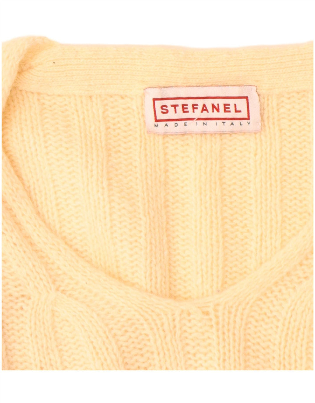 Stefanel Damen-Pullover mit V-Ausschnitt, UK 14, Größe L, Gelb