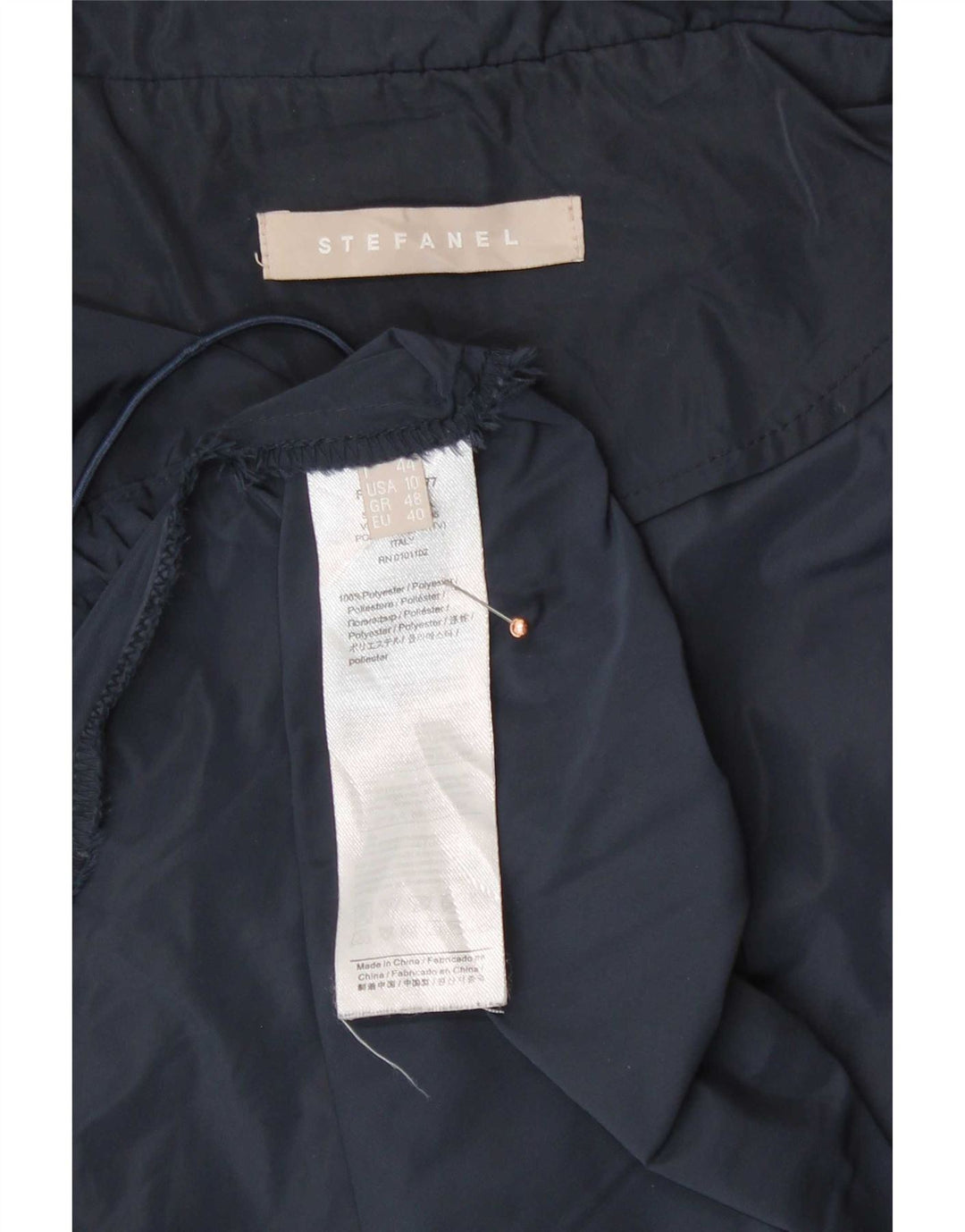 Stefanel Damen-Regenmantel mit Kapuze, EU 40, Mittelmarineblau, Polyester