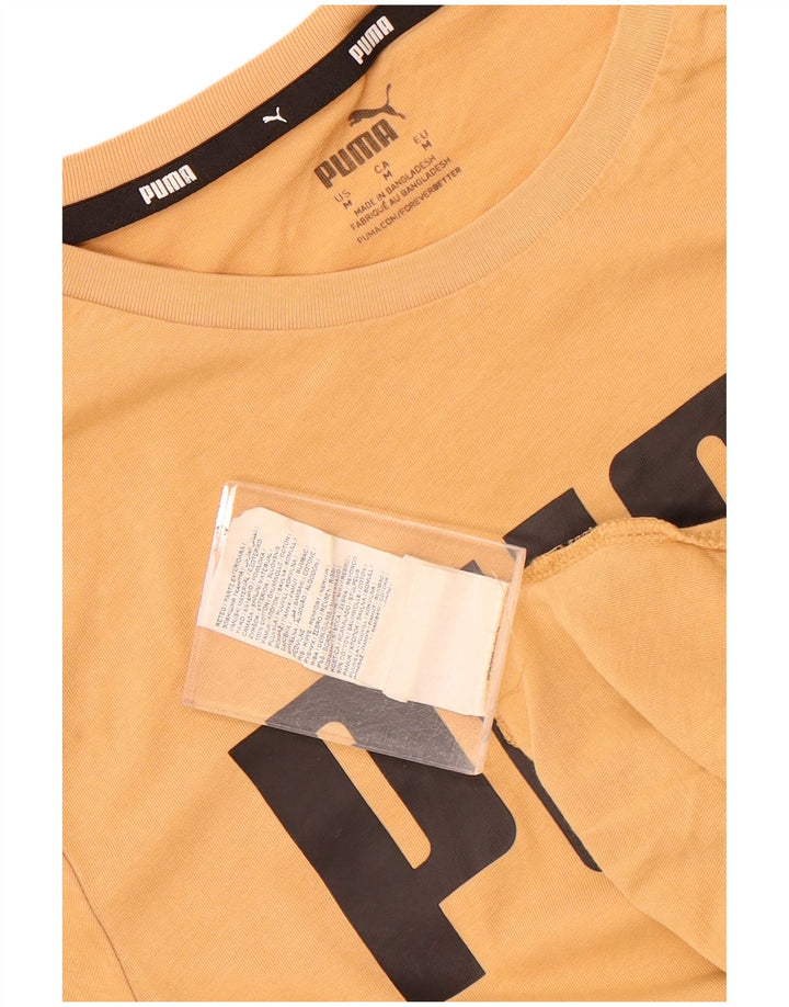 Puma Herren Grafik-T-Shirt-Oberteil aus mittelgelber Baumwolle