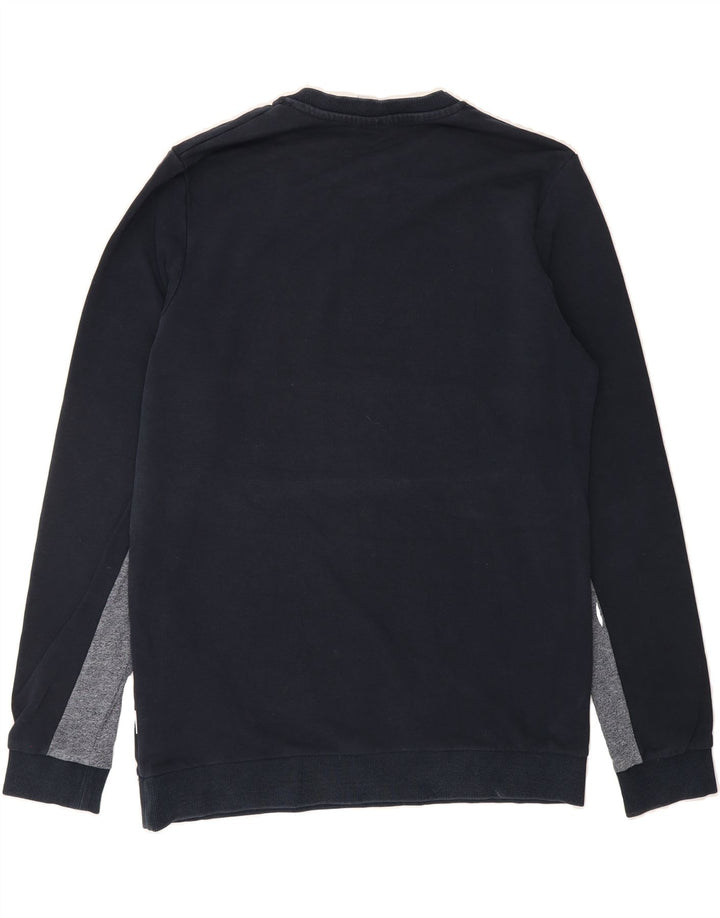 JACK & JONES Mens Graphic Sweatshirt Jumper Large Navy Blue Colourblock Vintage Jack & Jones and Second-Hand Jack & Jones from Messina Hembry 