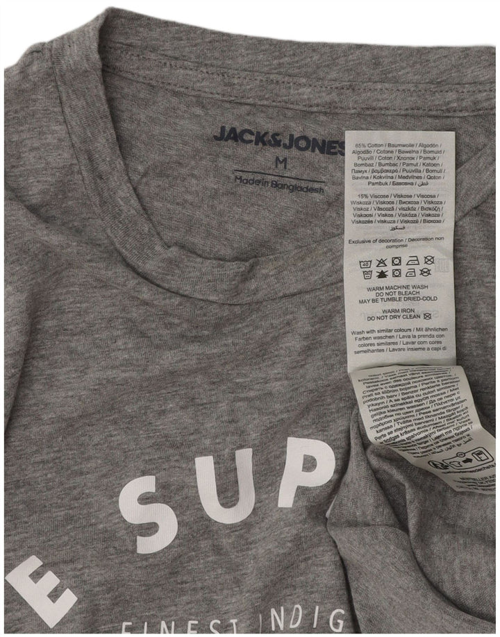 JACK & JONES Herren-T-Shirt mit Grafik, mittelgraue Baumwolle