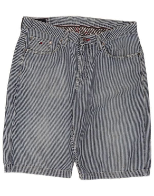 Tommy Hilfiger Herren Denim Shorts W34 Große blau gestreifte Baumwolle