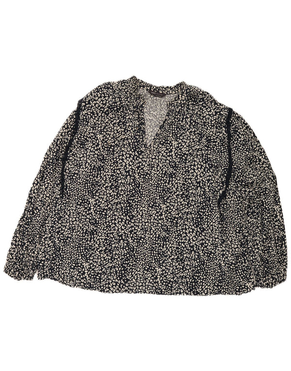 Marks & Spencer Damen Langarm-Blusenoberteil UK 22 3XL Schwarz Animal Print