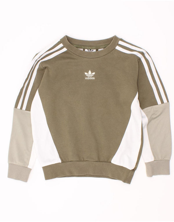 Adidas Jungen Sweatshirt Pullover 5–6 Jahre Khaki Colourblock Baumwolle