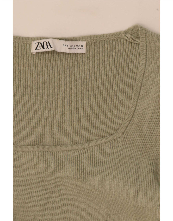 Zara Damen-Body UK 8 Small Grüne Viskose