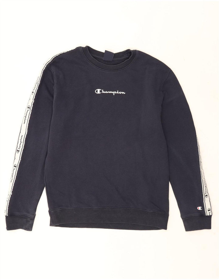 Champion Herren-Sweatshirt mit Grafik, mittelgroß, marineblau, Colourblock-Baumwolle