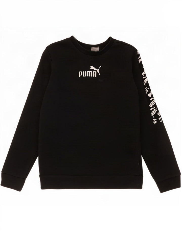 Puma Jungen Grafik-Sweatshirt-Pullover 11–12 Jahre, schwarze Baumwolle